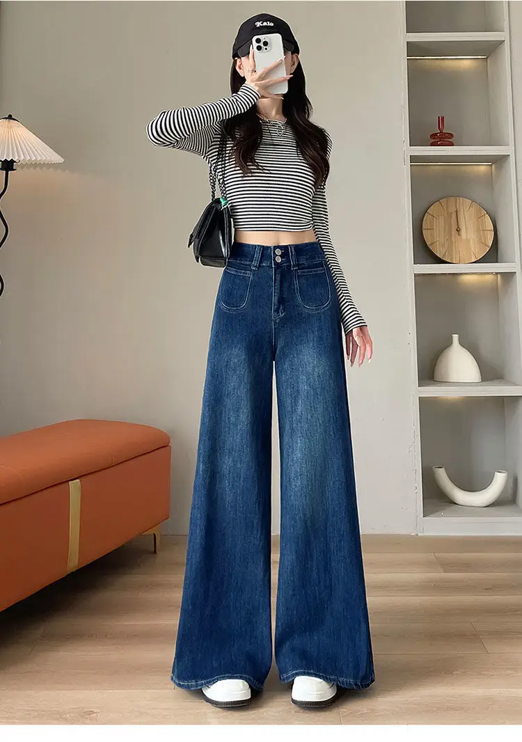 Women Wide Leg Jeans Dark Blue 2025 Design — feature 6