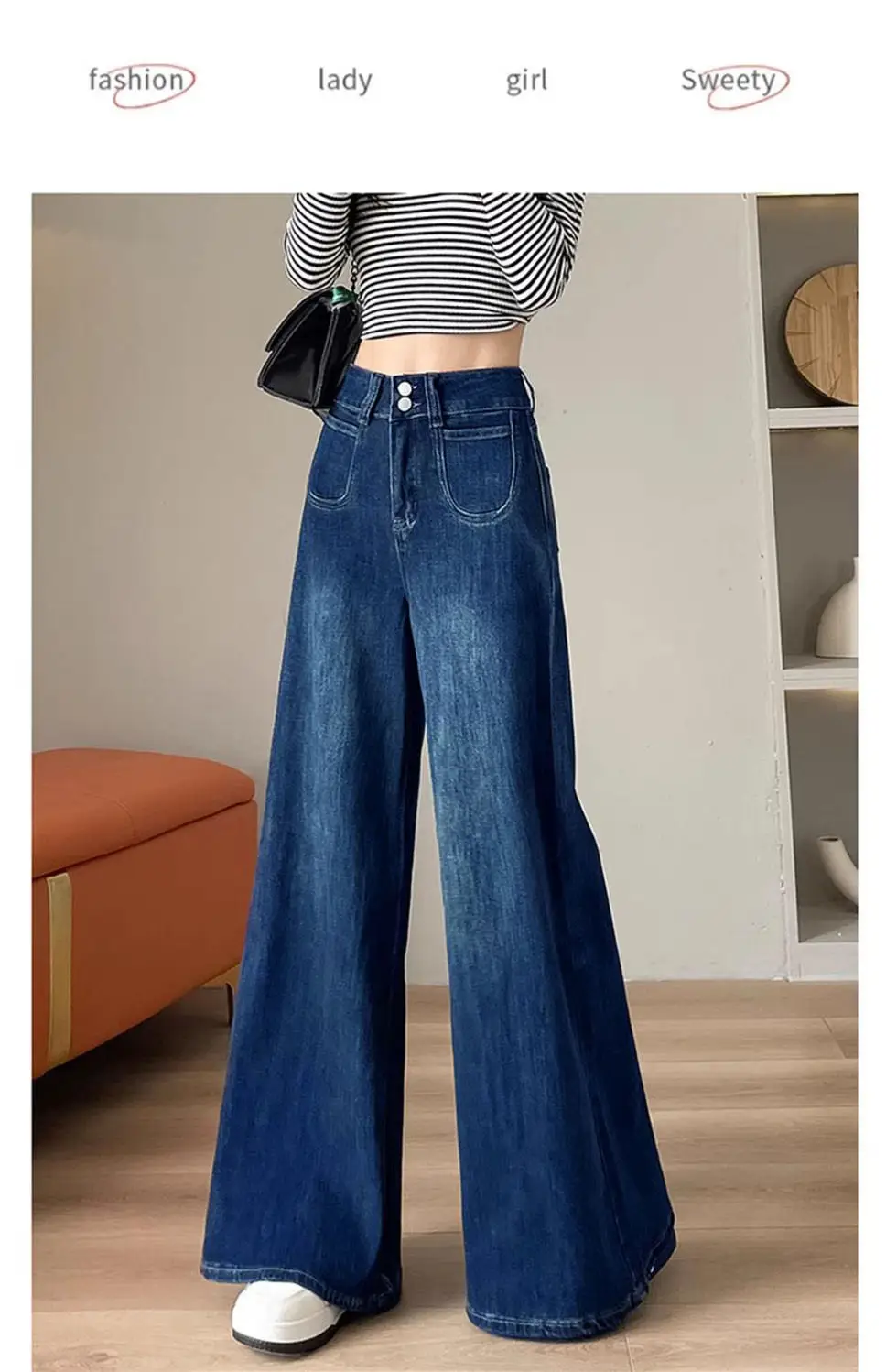 Women Wide Leg Jeans Dark Blue 2025 Design — feature 8