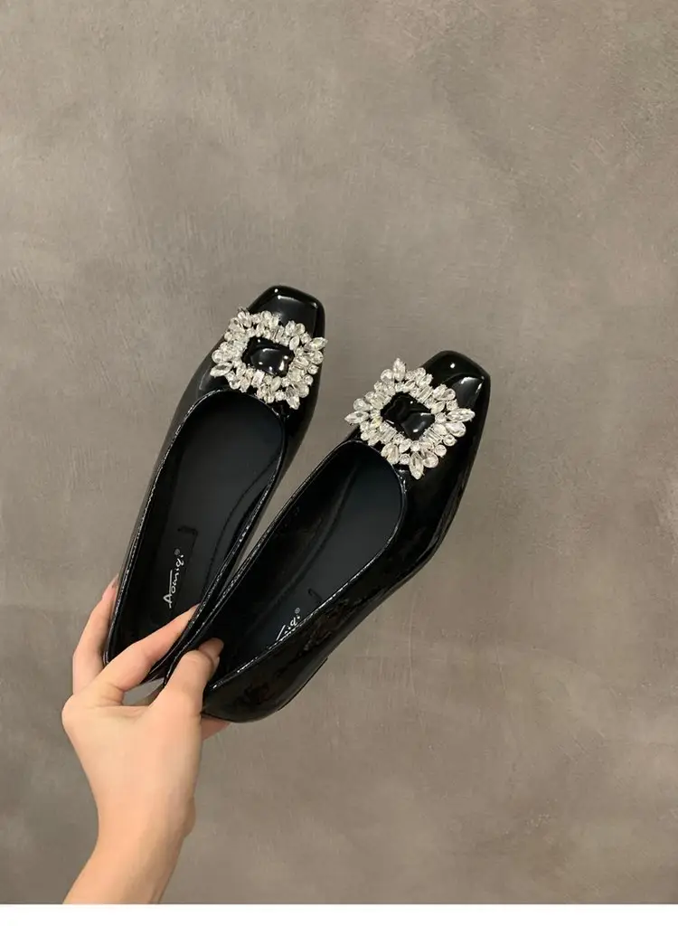Women's Silver Rhinestone Flat Heels 202 Spring — feature 18