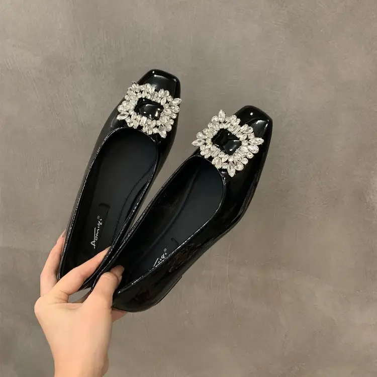 Women's Silver Rhinestone Flat Heels 202 Spring - Image 2