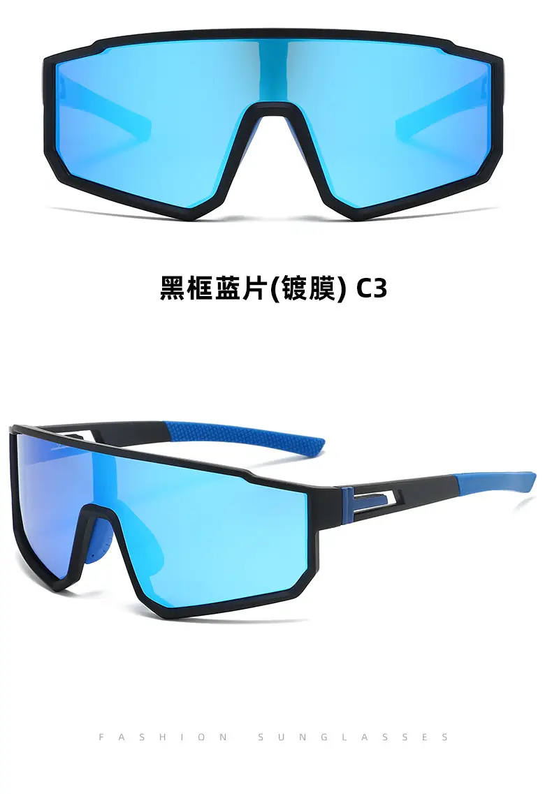 Men's Blue Mirror Sunglasses with Green Arms — feature 14