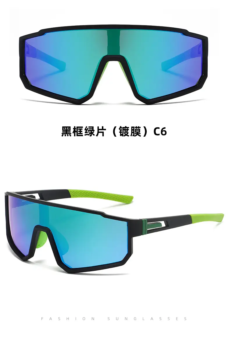Men's Blue Mirror Sunglasses with Green Arms — feature 17