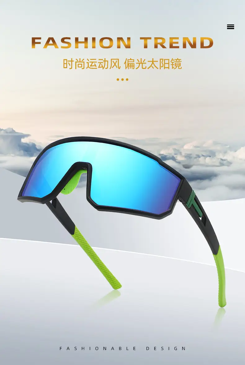 Men's Blue Mirror Sunglasses with Green Arms — feature 2