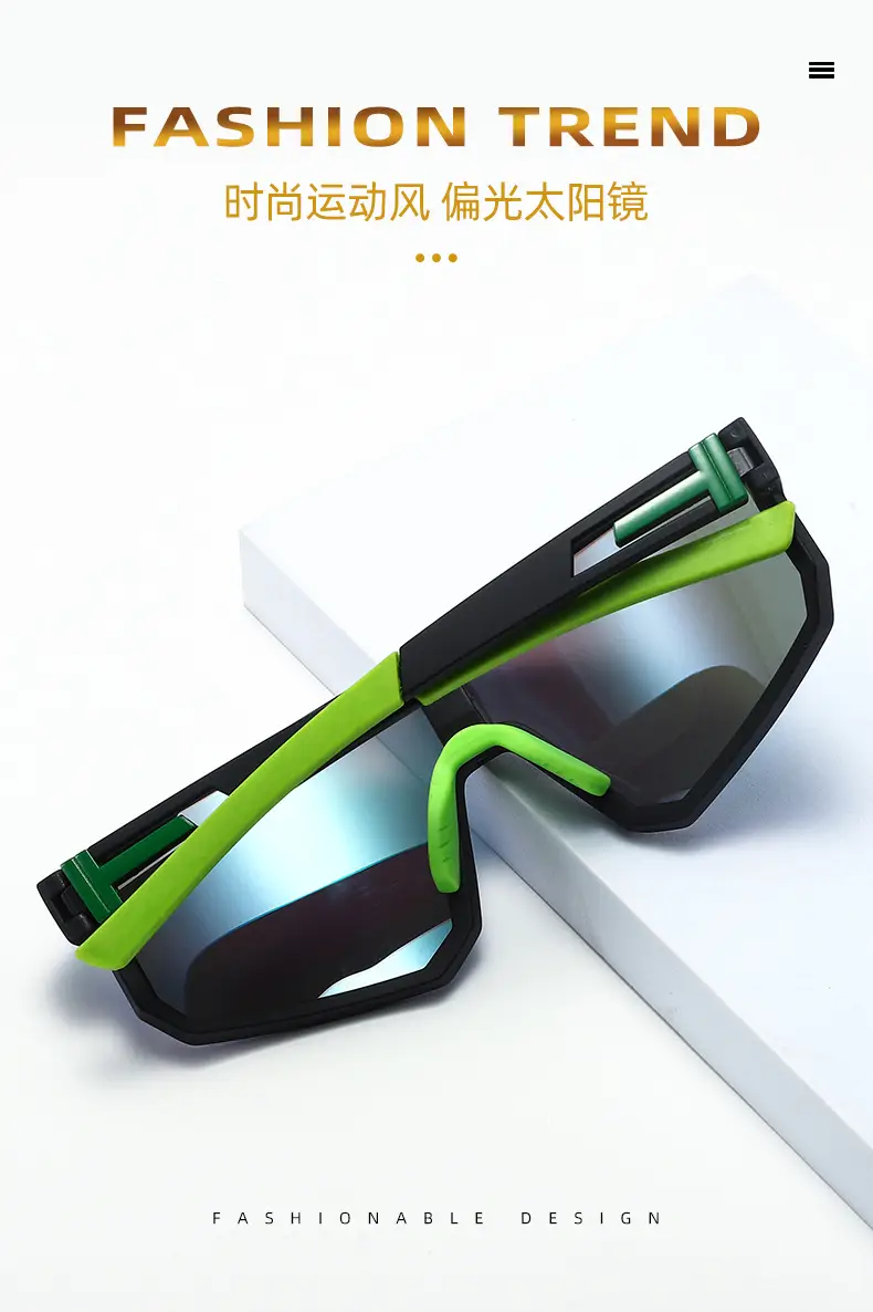 Men's Blue Mirror Sunglasses with Green Arms — feature 3