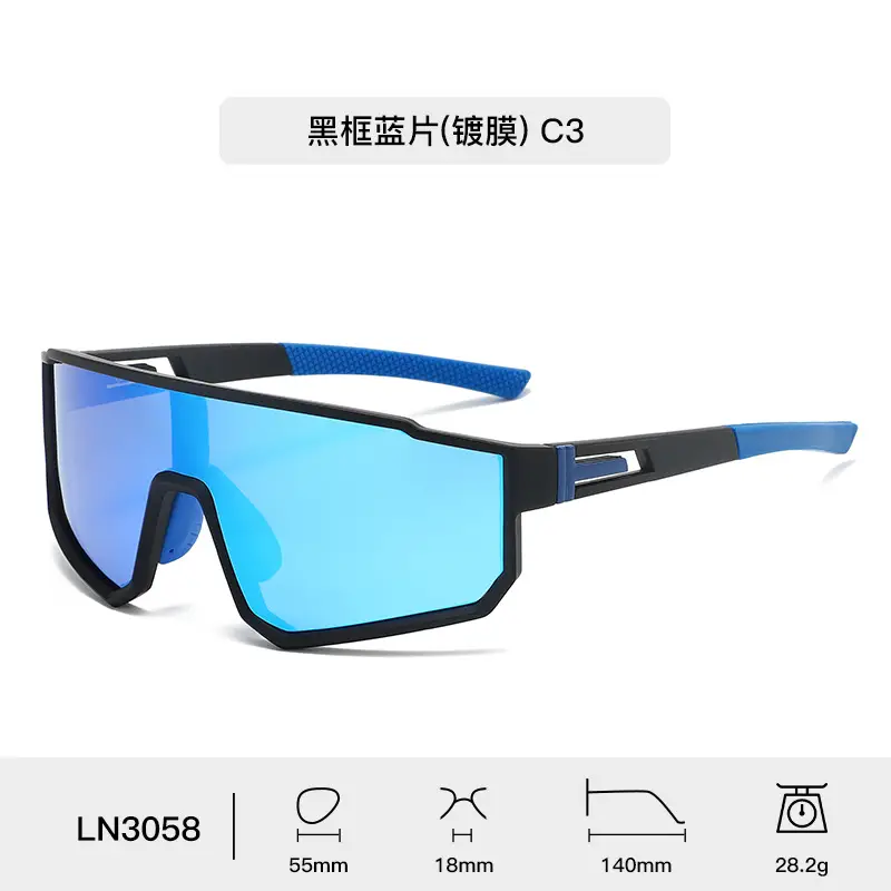 Men's Blue Mirror Sunglasses with Green Arms - Image 3