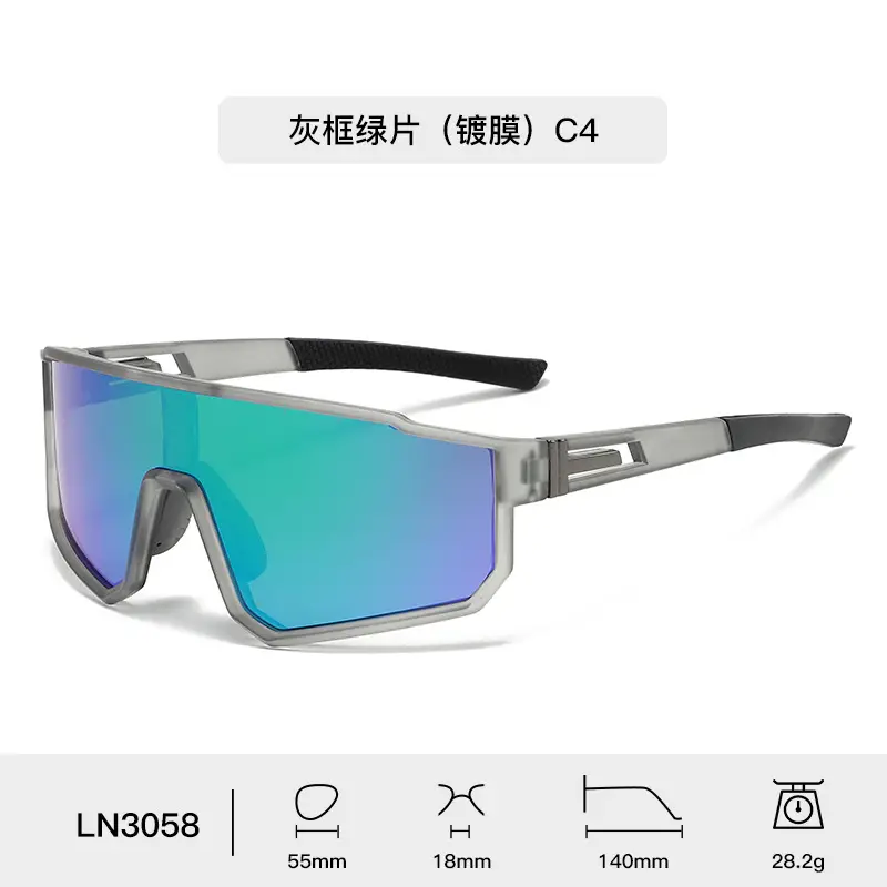 Men's Blue Mirror Sunglasses with Green Arms - Image 4