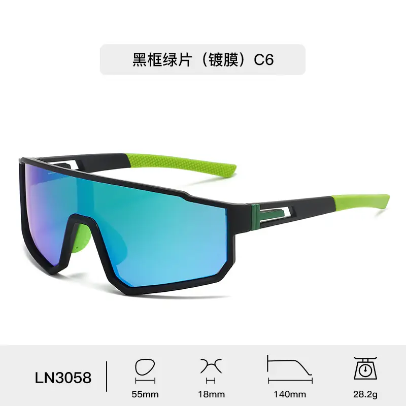 Men's Blue Mirror Sunglasses with Green Arms - Image 6