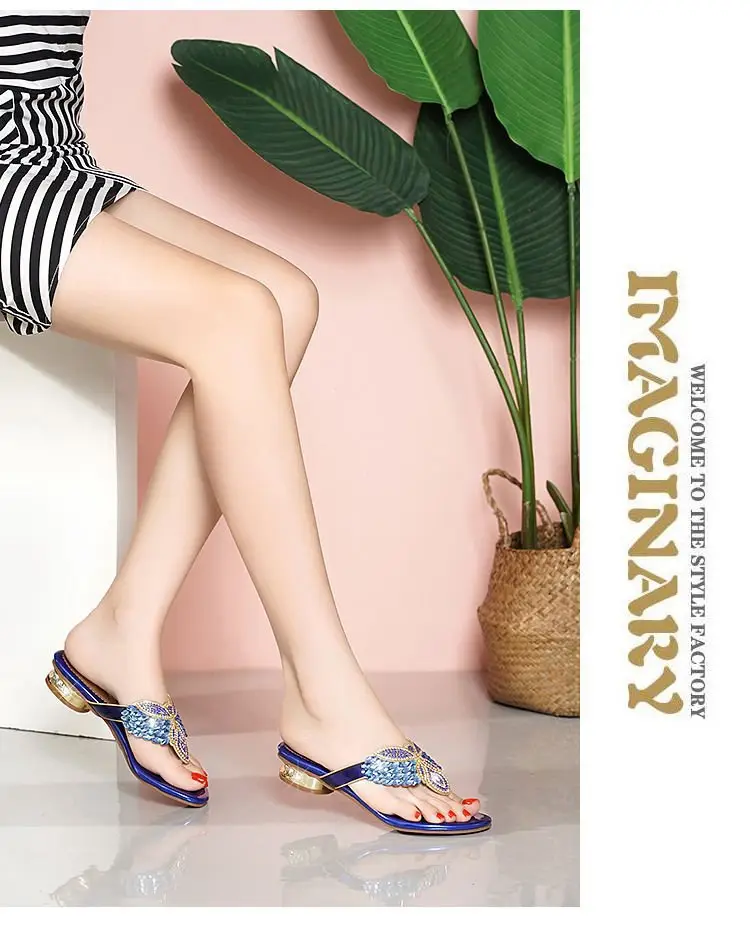 Rhinestone Slippers Women's Summer New Style Outer Wear Flat Bohemian Beach Shoes Seaside Holiday Clip Sandals Women's Half Shoe — feature 15