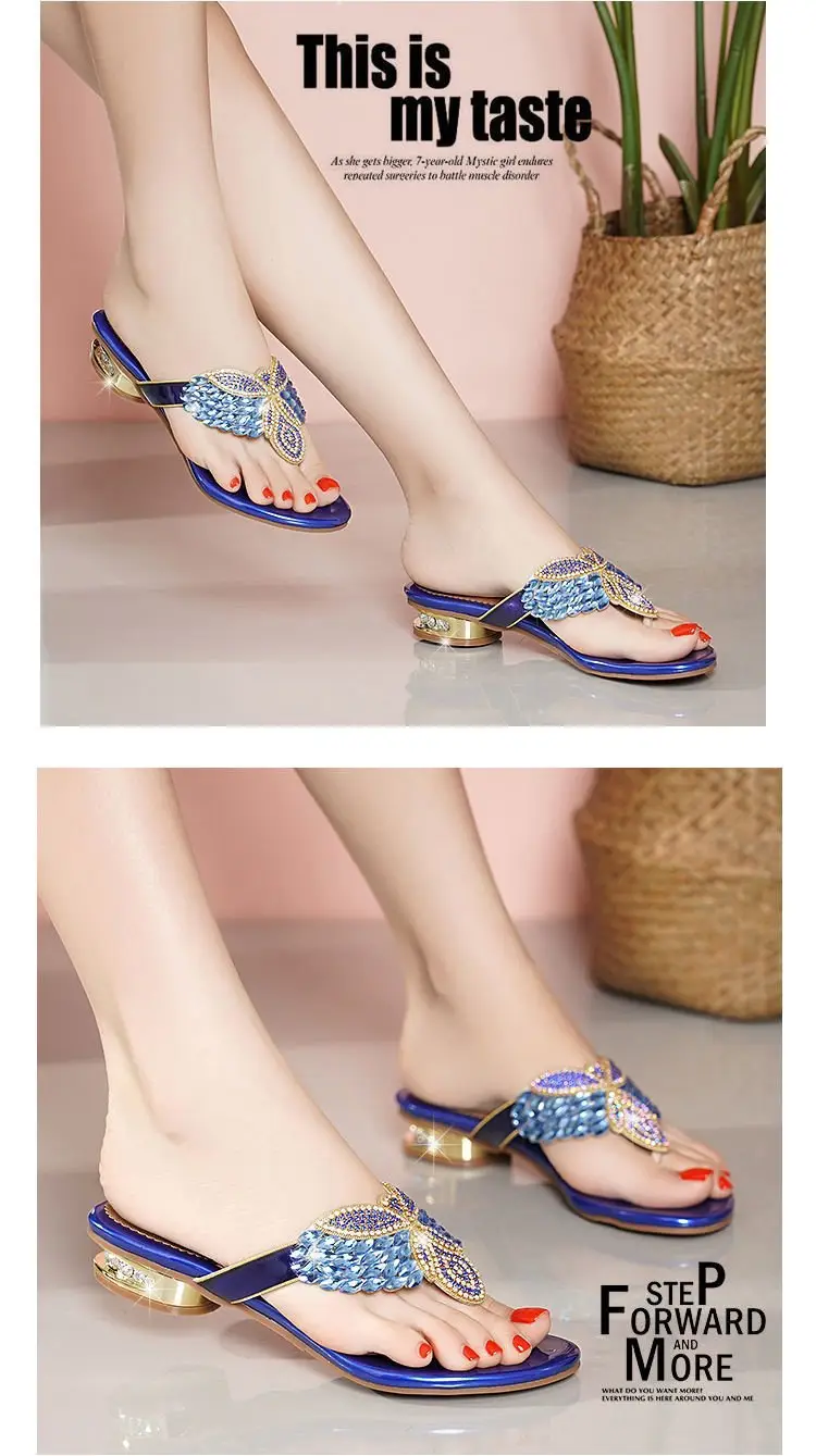Rhinestone Slippers Women's Summer New Style Outer Wear Flat Bohemian Beach Shoes Seaside Holiday Clip Sandals Women's Half Shoe — feature 16