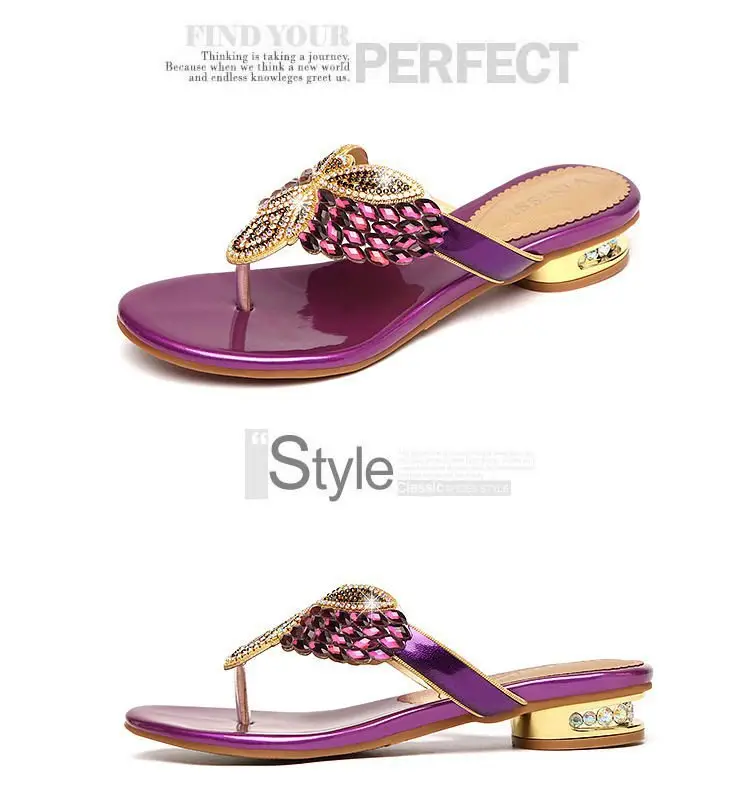 Rhinestone Slippers Women's Summer New Style Outer Wear Flat Bohemian Beach Shoes Seaside Holiday Clip Sandals Women's Half Shoe — feature 22