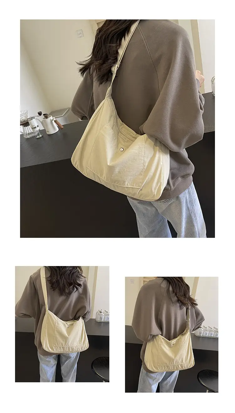 Women's Beige Nylon Shoulder Bag 2025 New Style — feature 13