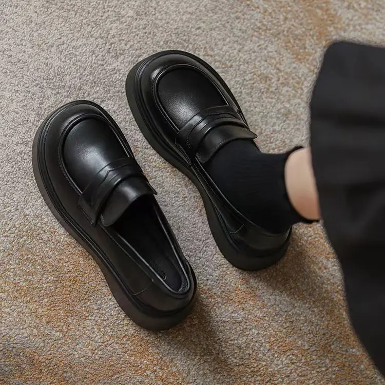 Jk Uniform Small Leather Shoes for Women 2025 New Spring Soft-Soled Campus Loafers Ins Versatile Soft Leather Flats Thick-Soled — feature 10