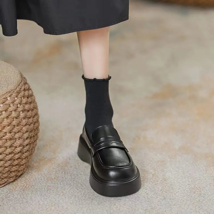 Jk Uniform Small Leather Shoes for Women 2025 New Spring Soft-Soled Campus Loafers Ins Versatile Soft Leather Flats Thick-Soled — feature 7