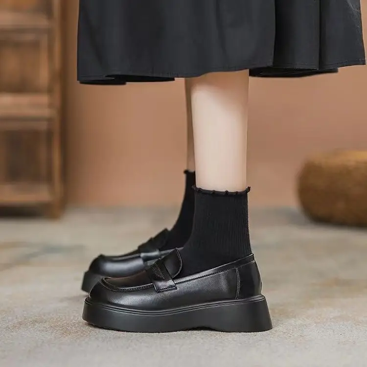 Jk Uniform Small Leather Shoes for Women 2025 New Spring Soft-Soled Campus Loafers Ins Versatile Soft Leather Flats Thick-Soled — feature 8