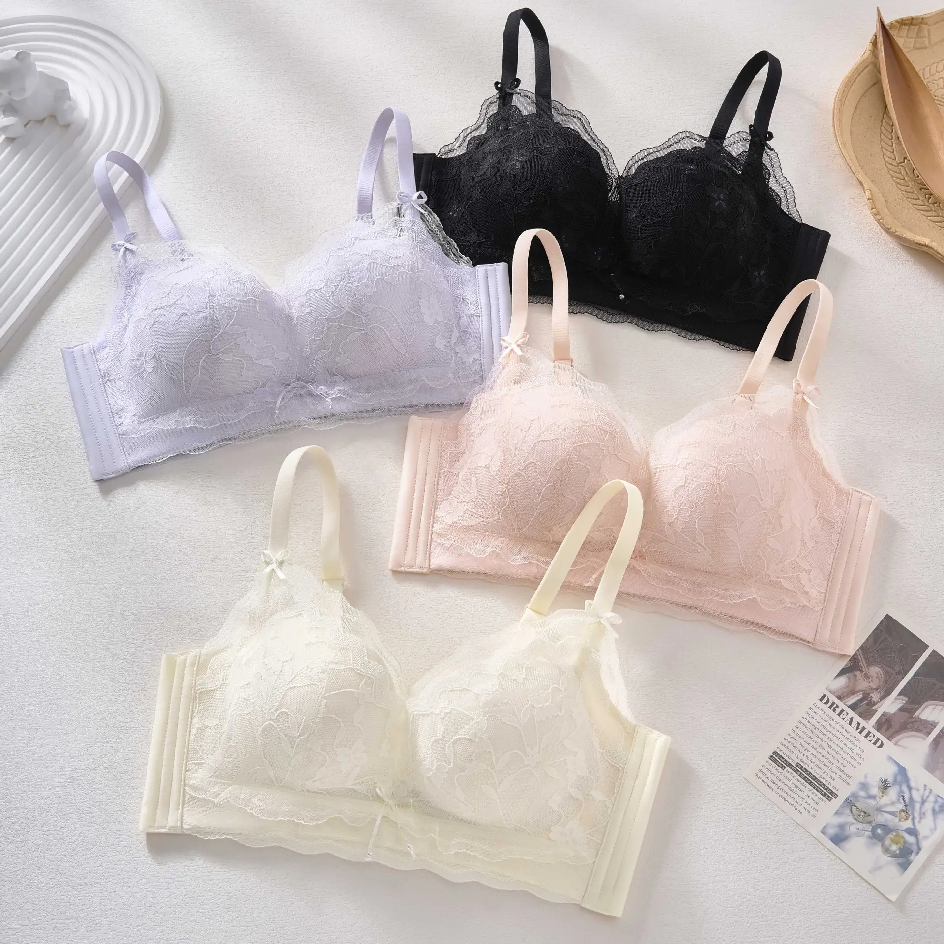 Small Chest Push Up Lace Bra Women's Non-Steel Rings - Image 6