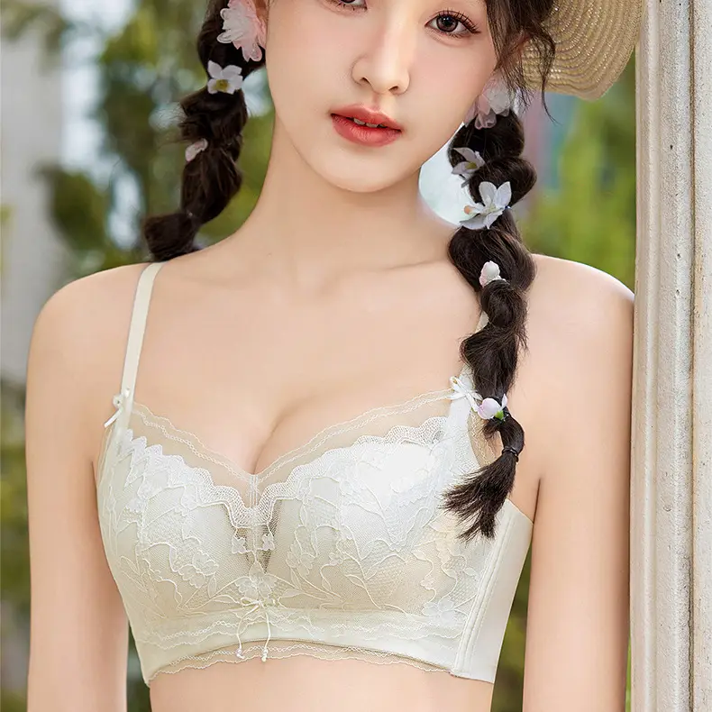 Small Chest Push Up Lace Bra Women's Non-Steel Rings - Image 7