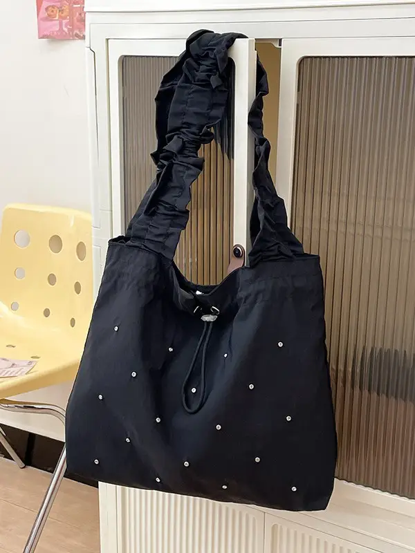 Black Pleated Shoulder Bag for Women 2025 New Arrival - Image 7