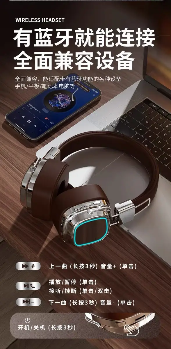 Retro Bluetooth Headset with Subwoofer & Noise Reduction — feature 16