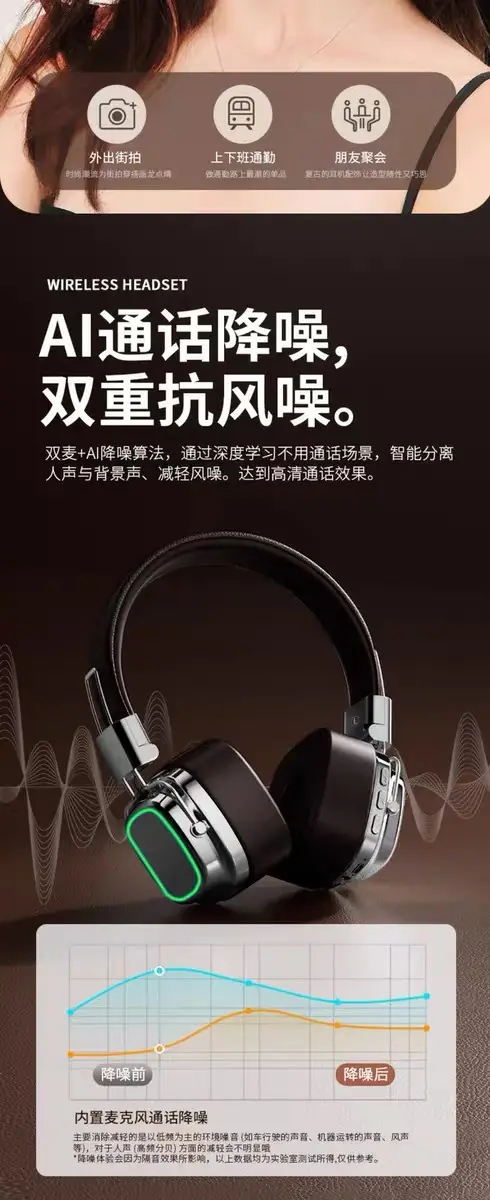 Retro Bluetooth Headset with Subwoofer & Noise Reduction — feature 9