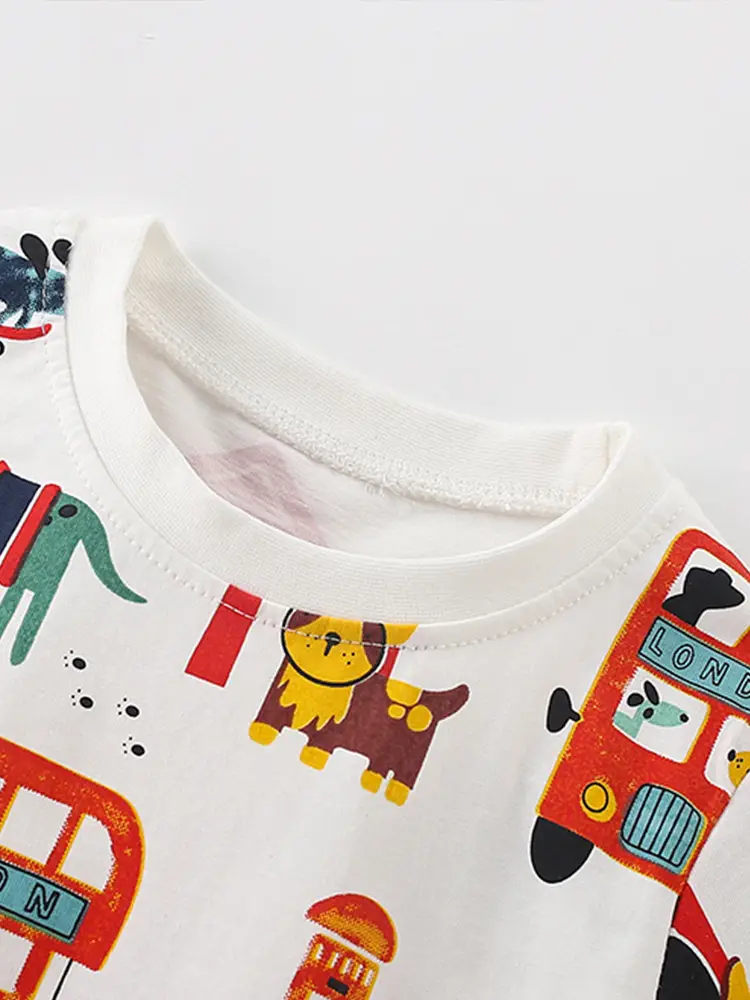 Kids Cartoon T-Shirt White Round Neck Summer Wear