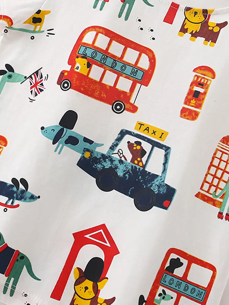 Kids Cartoon T-Shirt White Round Neck Summer Wear