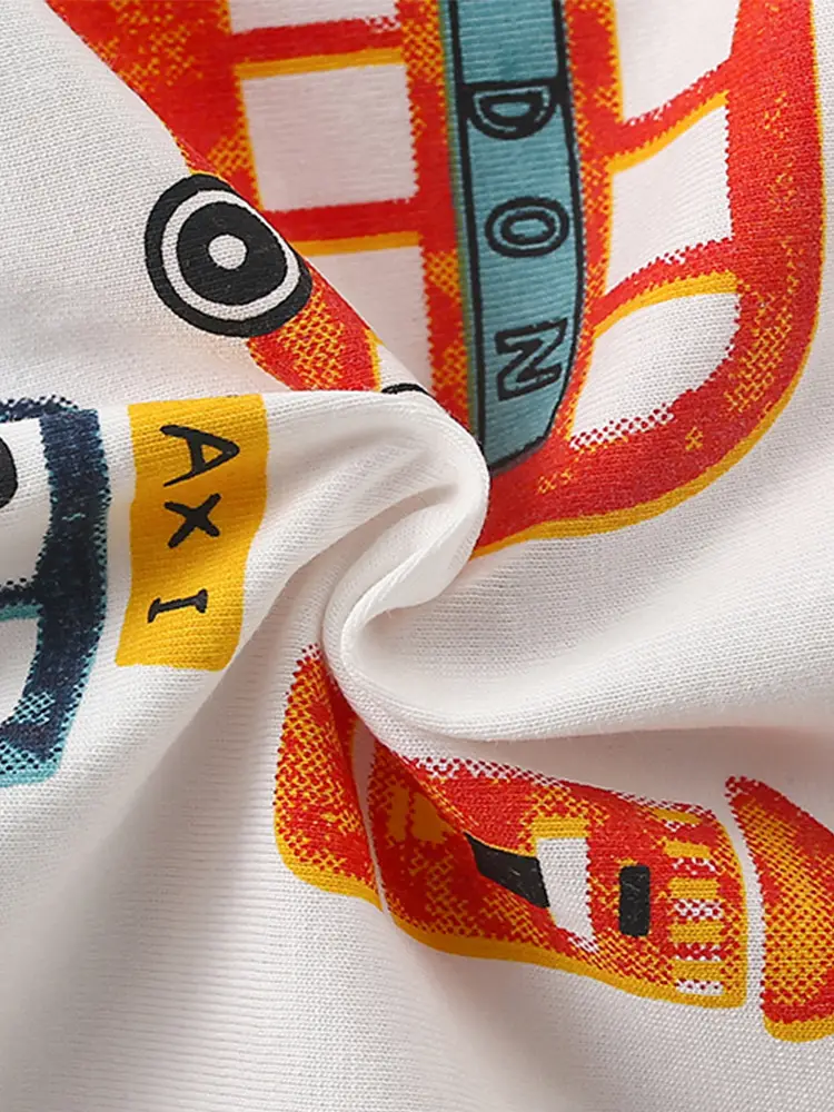 Kids Cartoon T-Shirt White Round Neck Summer Wear