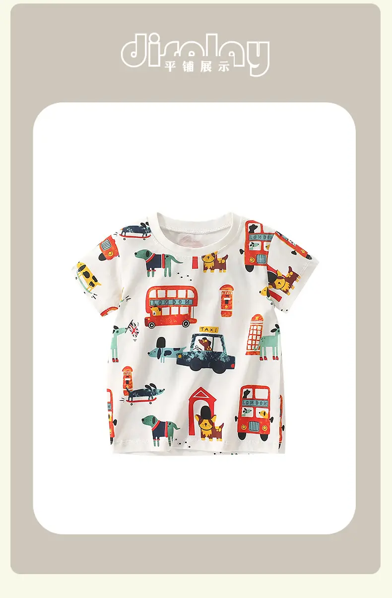 Kids Cartoon T-Shirt White Round Neck Summer Wear — feature 11