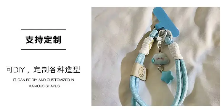 Blue Lanyard Mobile Phone Case with Cute Charm — feature 5