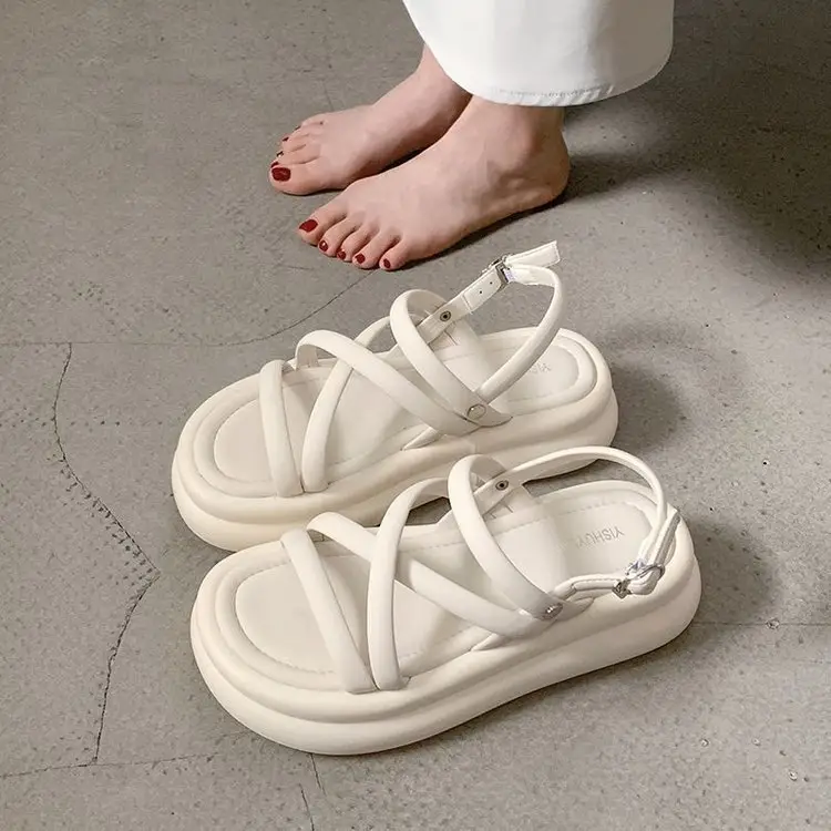 Women's White Cross Strap Platform Sandals Summer — feature 10