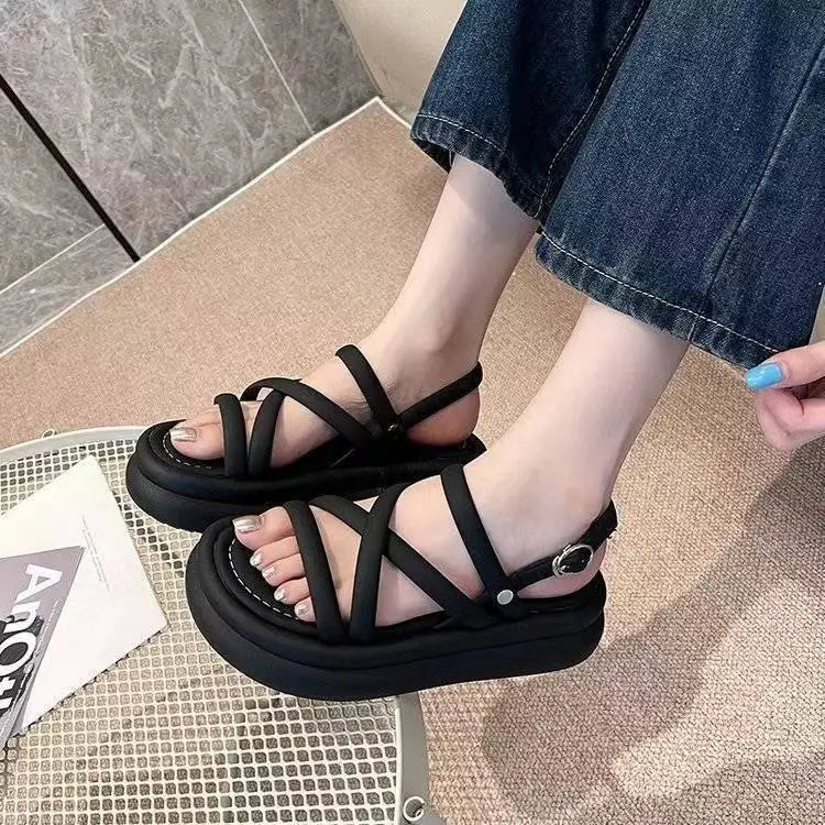 Women's White Cross Strap Platform Sandals Summer — feature 12