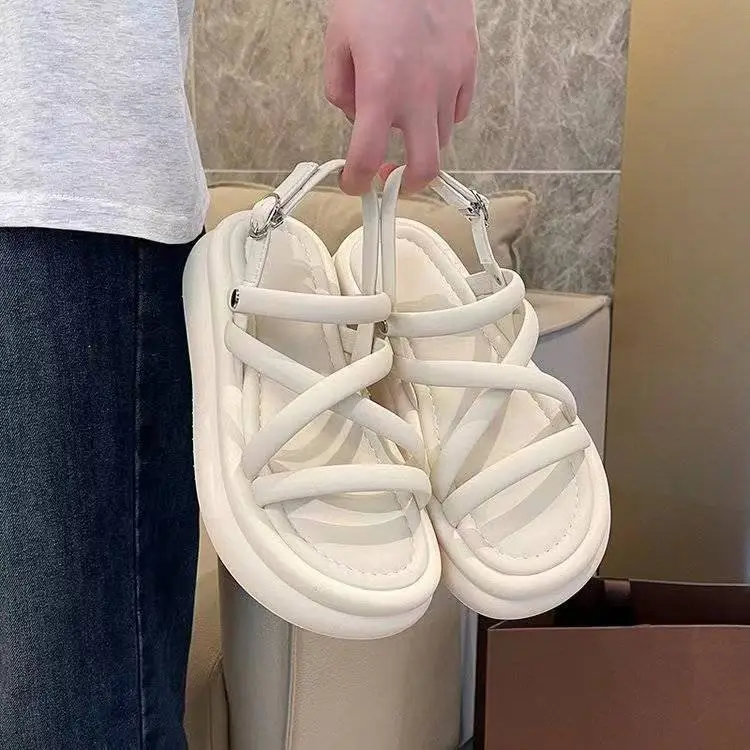 Women's White Cross Strap Platform Sandals Summer — feature 13