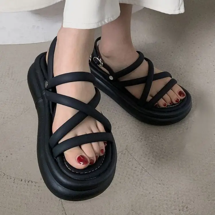 Women's White Cross Strap Platform Sandals Summer — feature 7