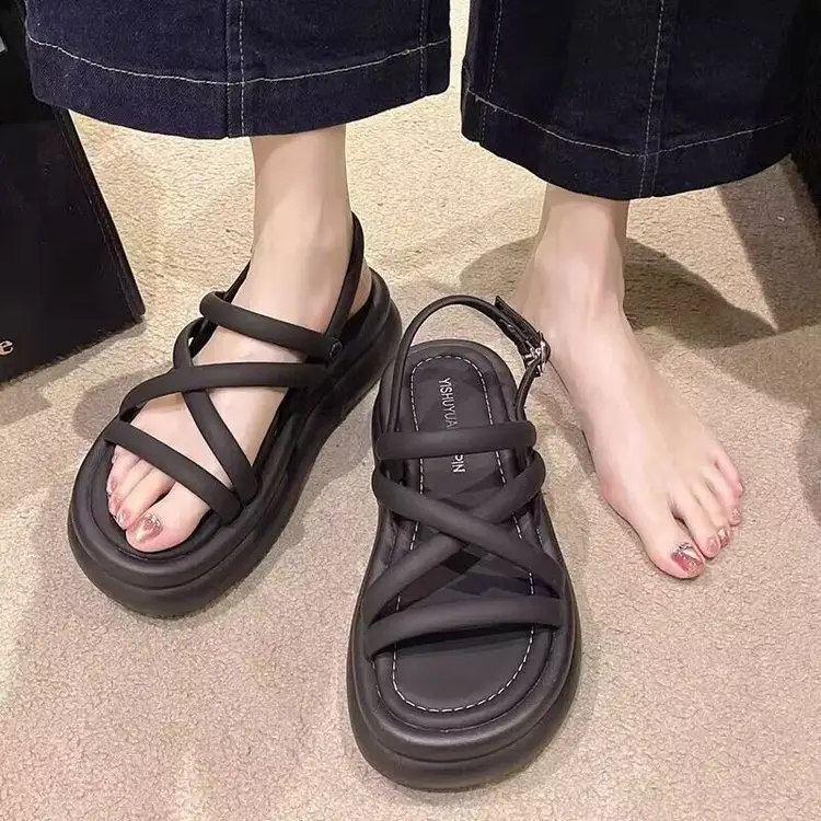 Women's White Cross Strap Platform Sandals Summer — feature 8