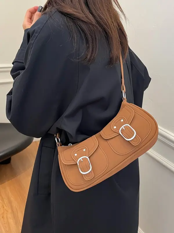 Trendy Women's Tan Shoulder Bag with Adjustable Strap - Image 7