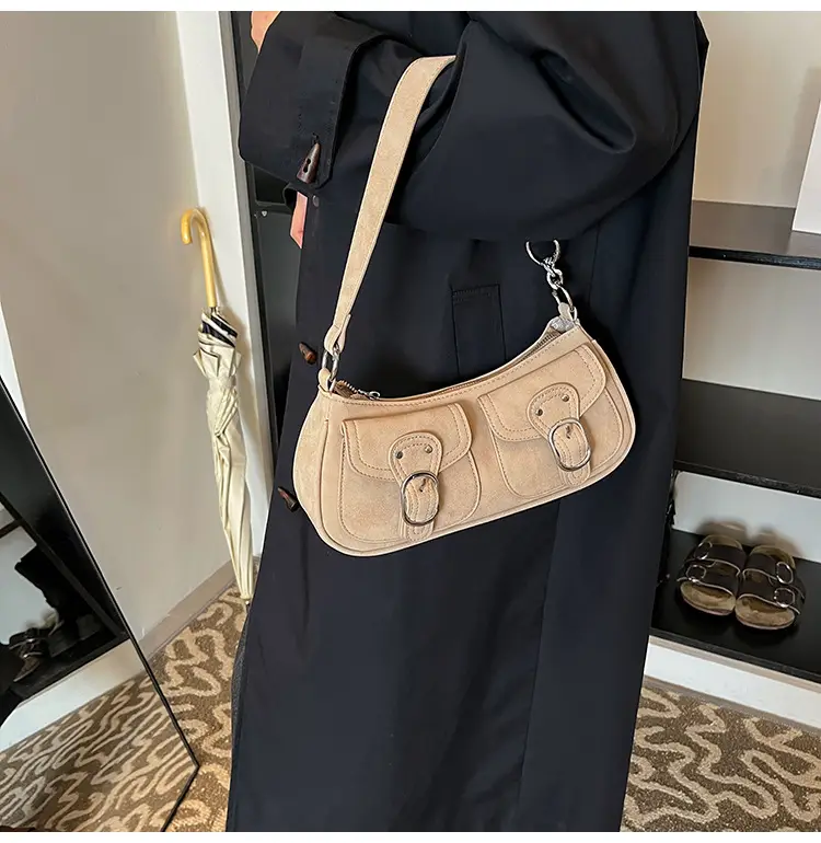 Trendy Women's Tan Shoulder Bag with Adjustable Strap — feature 16