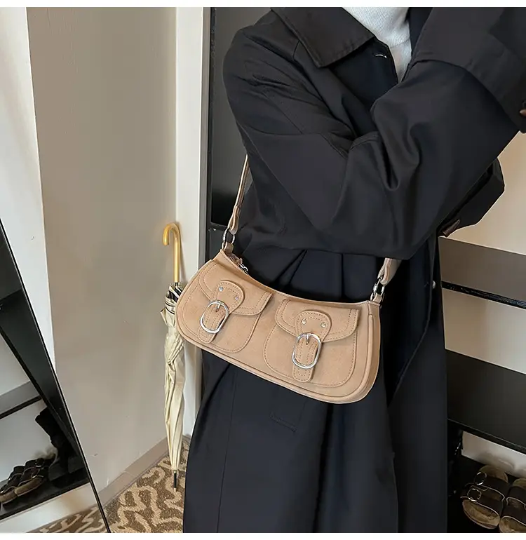 Trendy Women's Tan Shoulder Bag with Adjustable Strap — feature 18