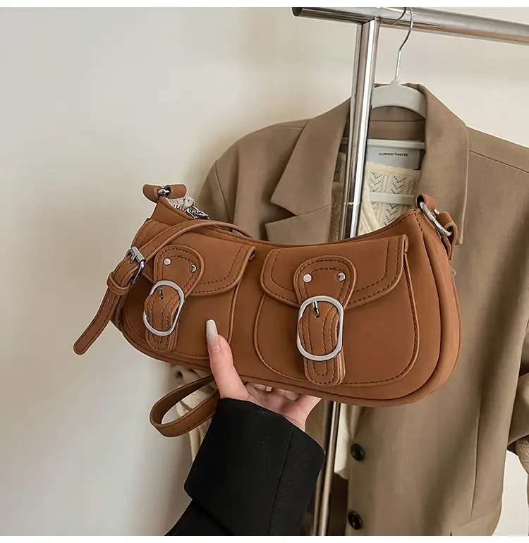 Trendy Women's Tan Shoulder Bag with Adjustable Strap — feature 30