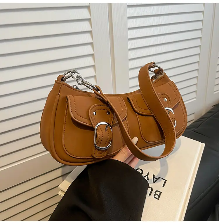 Trendy Women's Tan Shoulder Bag with Adjustable Strap — feature 31