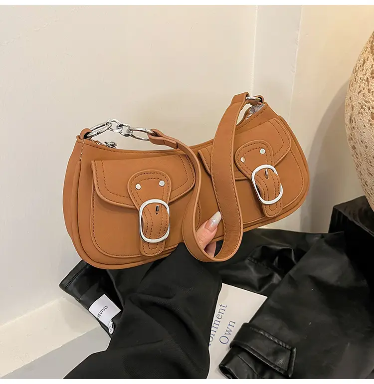 Trendy Women's Tan Shoulder Bag with Adjustable Strap — feature 34