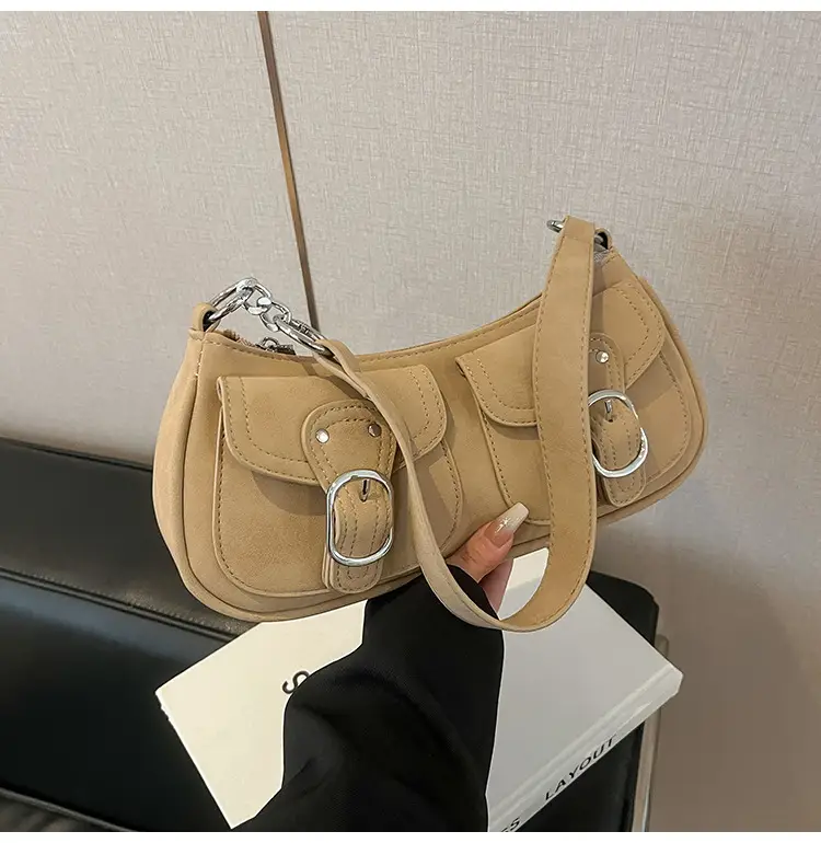 Trendy Women's Tan Shoulder Bag with Adjustable Strap — feature 41