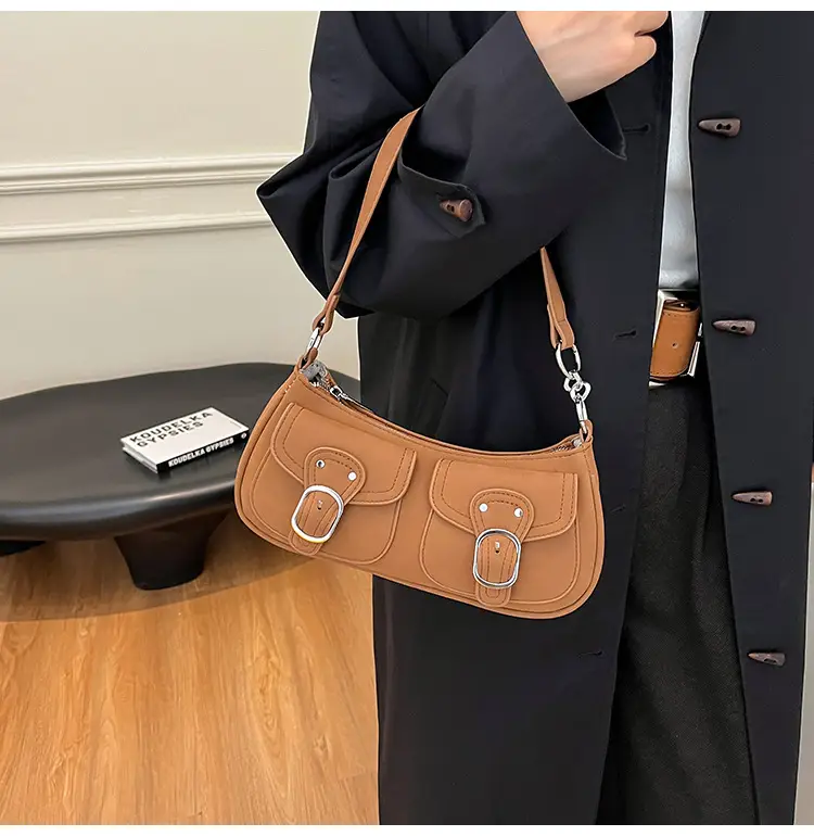 Trendy Women's Tan Shoulder Bag with Adjustable Strap — feature 6