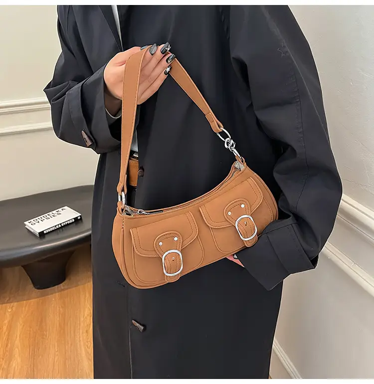 Trendy Women's Tan Shoulder Bag with Adjustable Strap — feature 7