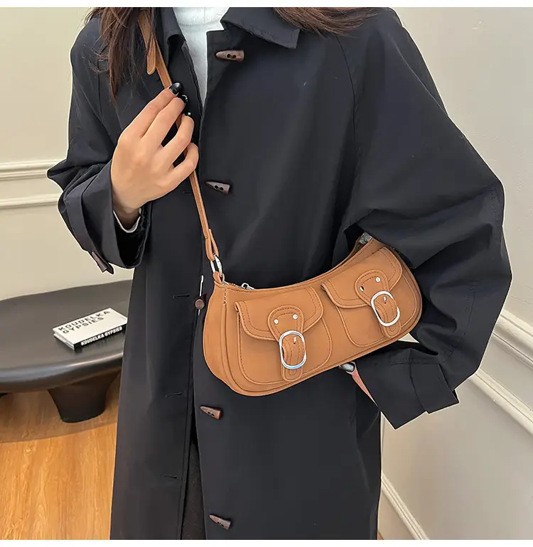 Trendy Women's Tan Shoulder Bag with Adjustable Strap — feature 8