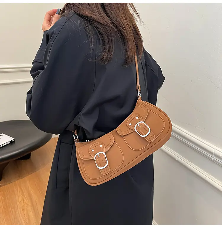 Trendy Women's Tan Shoulder Bag with Adjustable Strap — feature 9