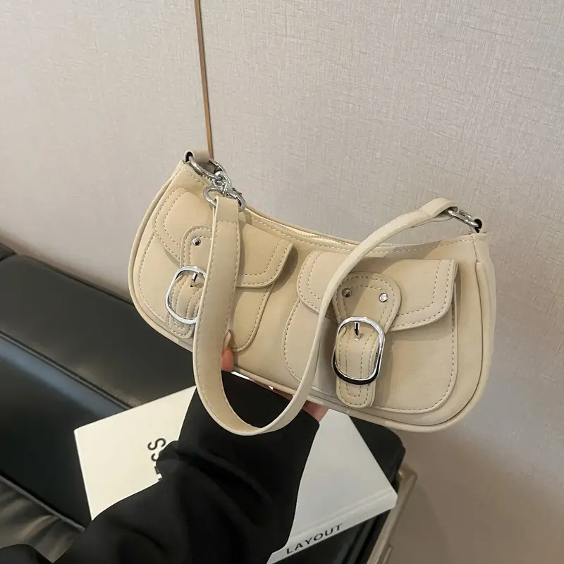Trendy Women's Tan Shoulder Bag with Adjustable Strap - Image 4