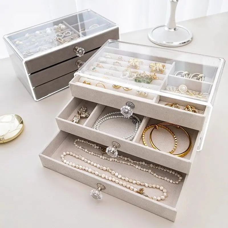 Three-Layer Acrylic Jewelry Storage Box with Crystal Accents - Image 8