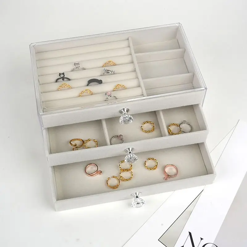 Three-Layer Acrylic Jewelry Storage Box with Crystal Accents - Image 10