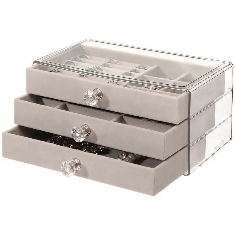 Three-Layer Acrylic Jewelry Storage Box with Crystal Accents - Image 11