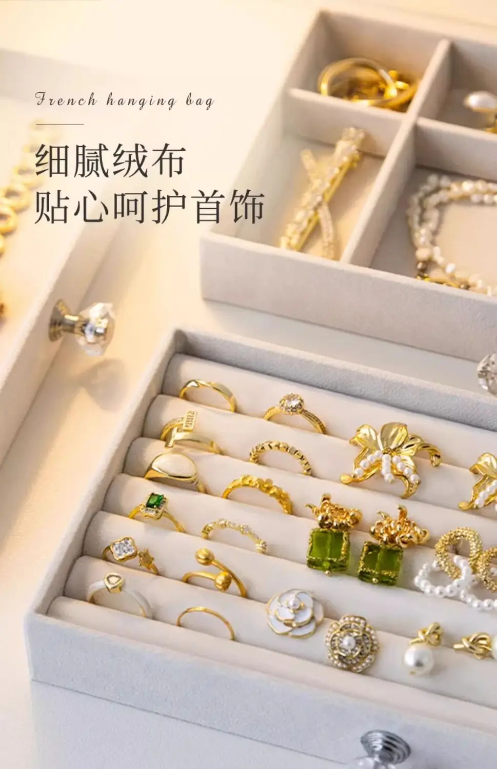 Three-Layer Acrylic Jewelry Storage Box with Crystal Accents — feature 15