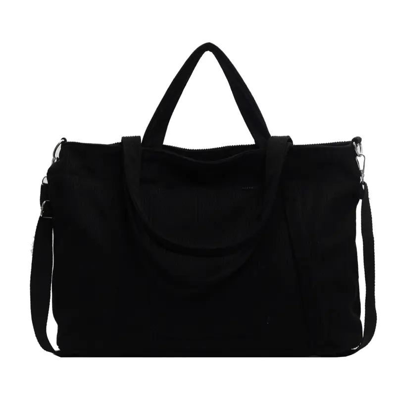 Black Corduroy Women's Large Shoulder Bag 2025 - Image 10